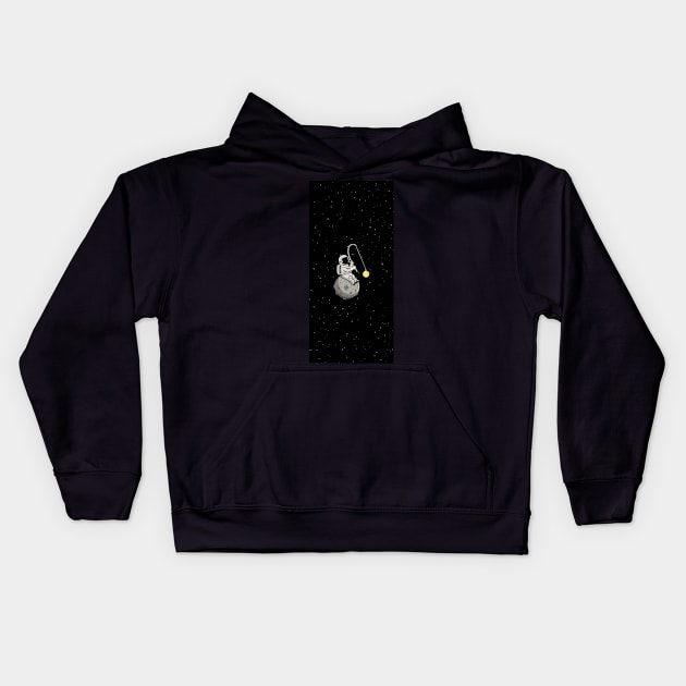 Space fishing Kids Hoodie by Dawaly